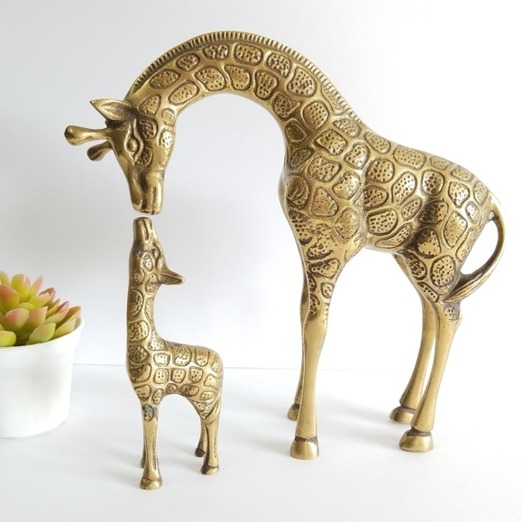 Leonard Silver Co. Other - Solid brass Giraffes mom & baby sculptures Leonard